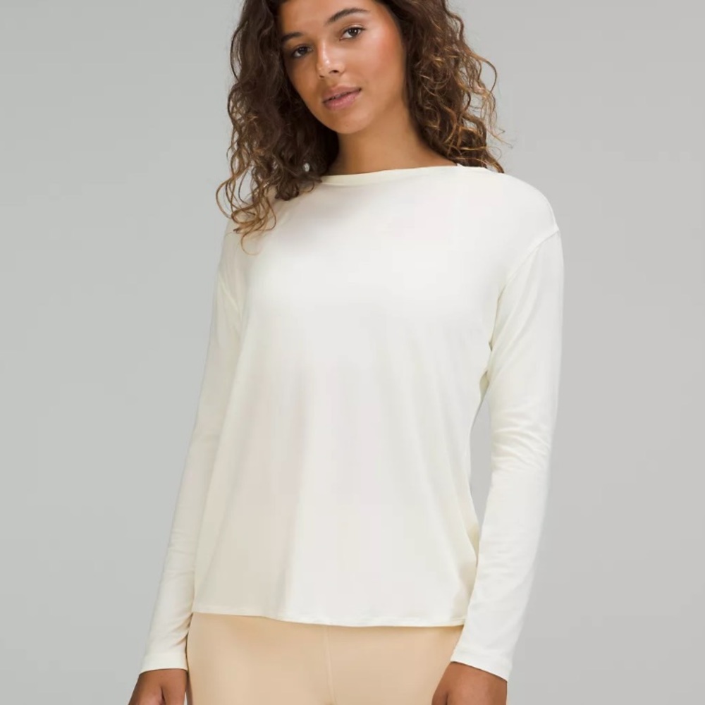 Lululemon, BLACK, Model-Blend Open Back Long Sleeve Shirt, Size 12, EUC